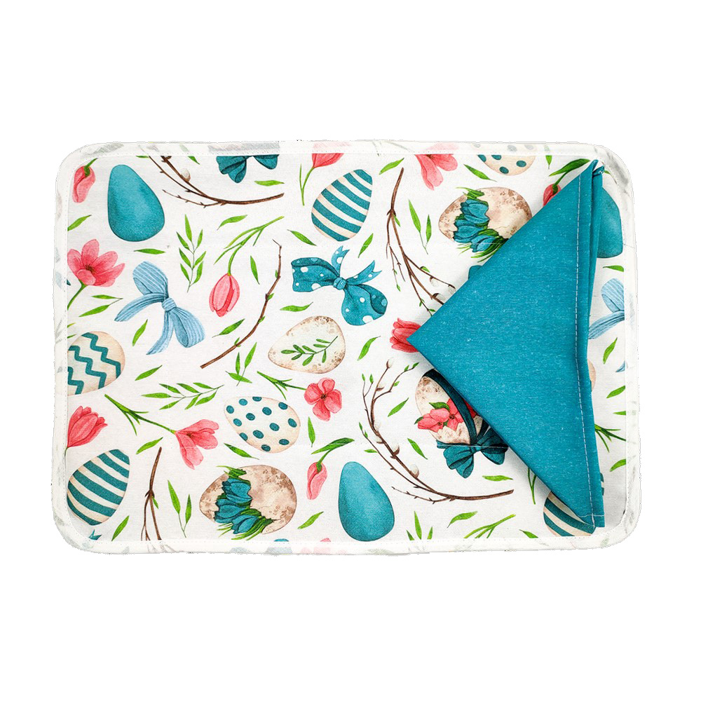 Set prima colazione  FIOCCO: tovaglietta imbottita cm. 35x50 + tovagliolo