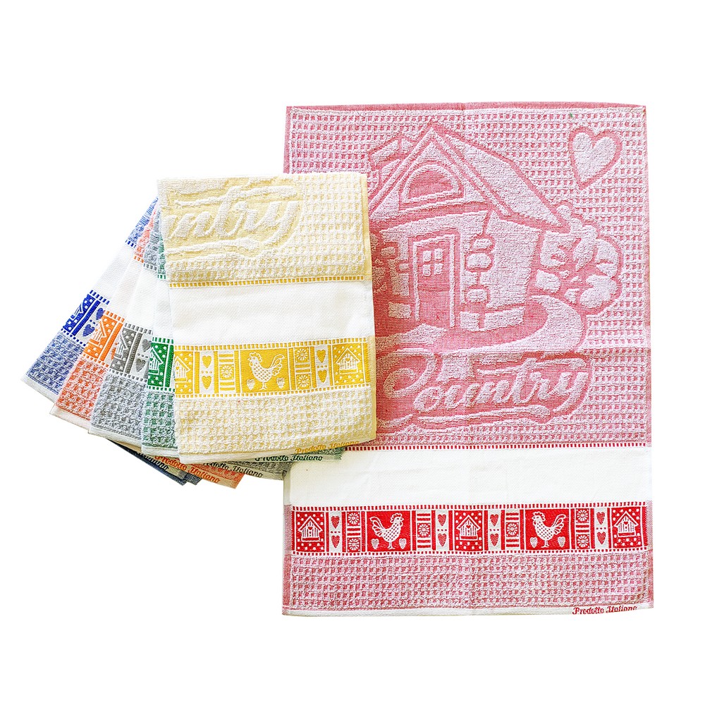 Strofinaccio COUNTRY cm.50x70 base colorata con etamine