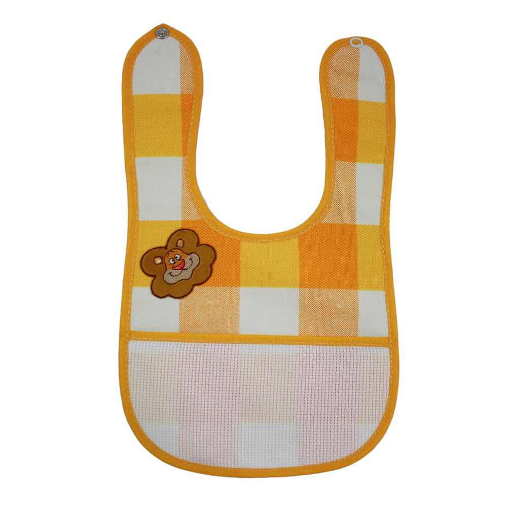 Bavetta FLIPPY in tessuto zephir cm.18x30 con bottone e tasca da ricamare+applicazione