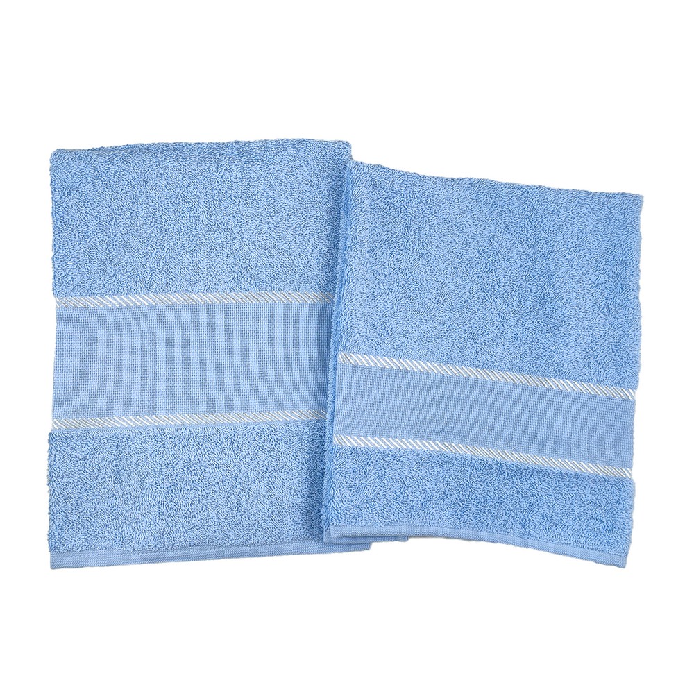 Coppietta spugna RICAMA TU:asciugamano+ospite con banda in etamine da ricamare