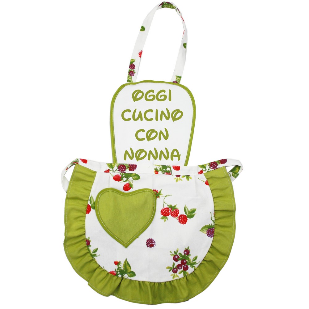 Grembiule FABRIZIO BAMBINO cm.39x50 con pettorina bianca IN TESSUTO SUBLIMATICO PERSONALIZZATO - con tasca a  cuore 
