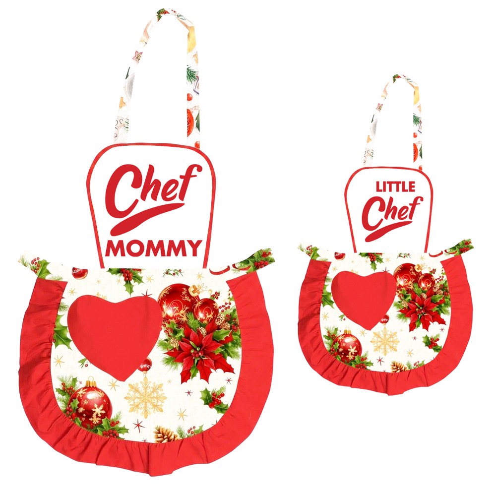 Coppia JOY Grembiulino baby + adulto con pettorina e frasi