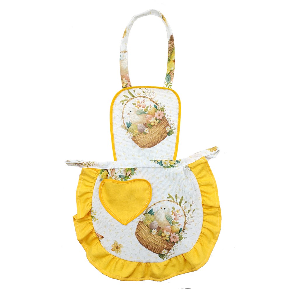 Grembiulino EASTER  con pettorina cm.39x50 con tasca a  cuore 
