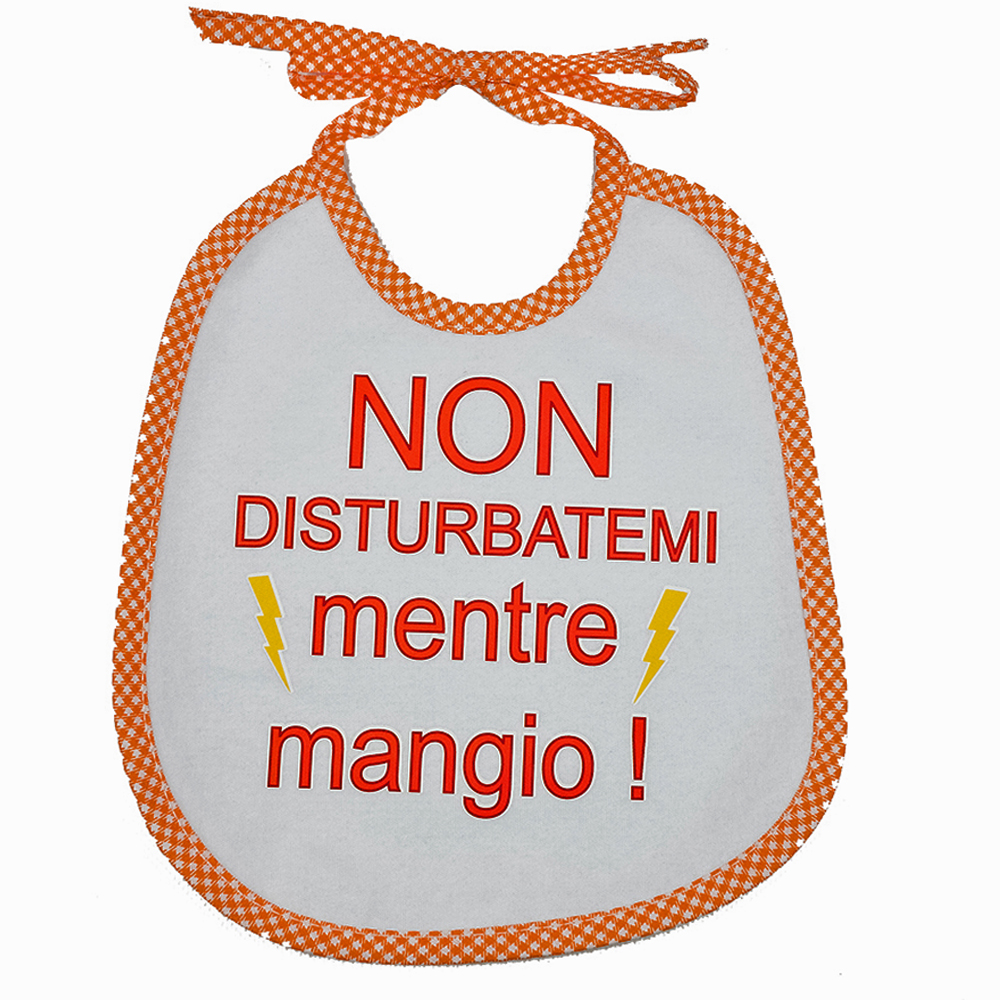 Bavaglino LE FRASI.. cm.20x24 con laccetti