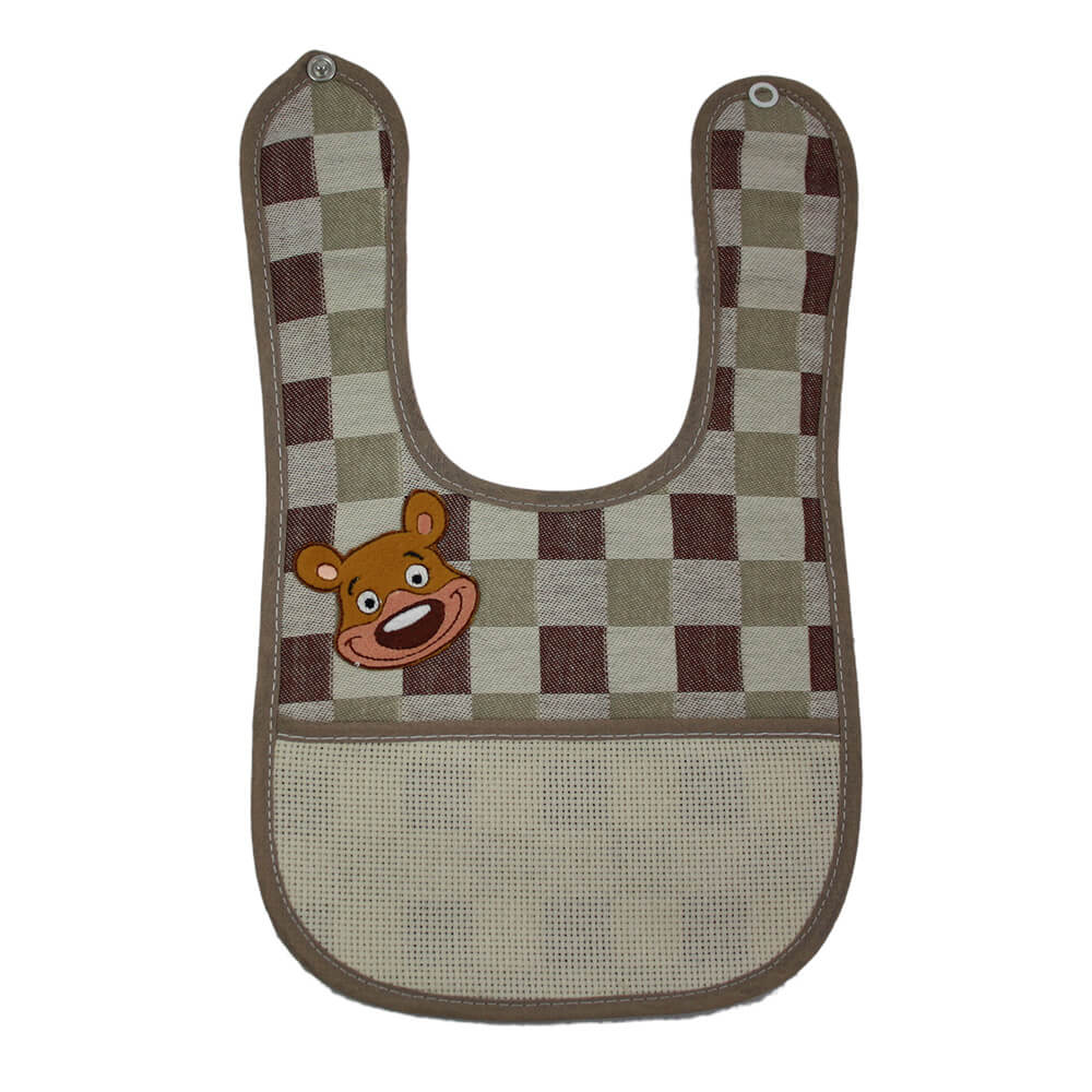 Bavetta FLIPPY in tessuto zephir cm.18x30 con bottone e tasca da ricamare+applicazione