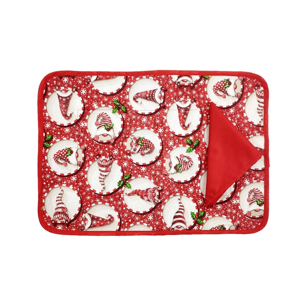 Set prima colazione CHRISTMAS GNOMO  :tovaglietta imbottita cm. 35x50+tov.lo cm. 30x30