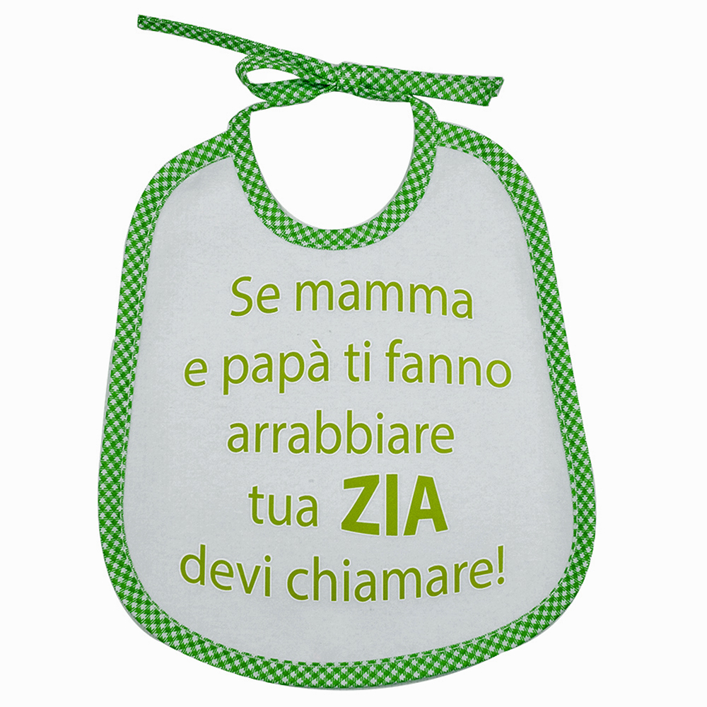 Bavaglino LE FRASI.. cm.20x24 con laccetti