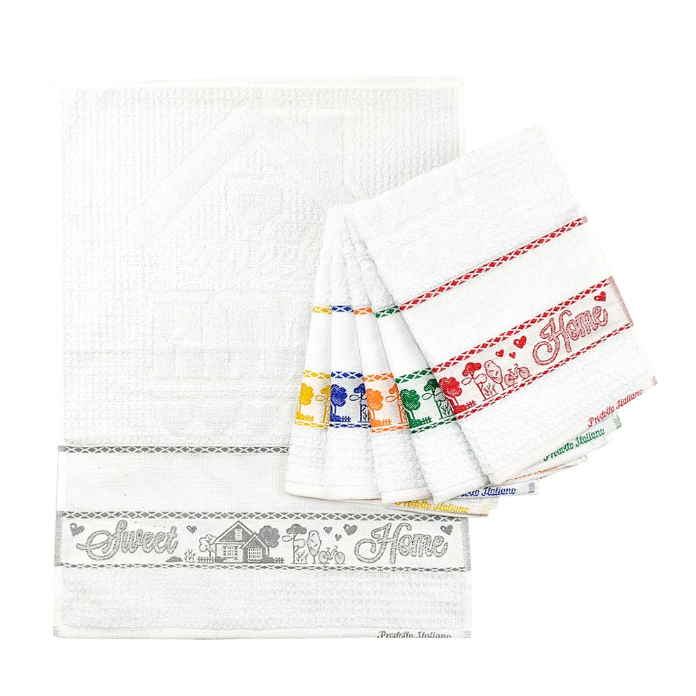 Strofinaccio spugna CASETTE cm.50x70 con inserto da ricamare