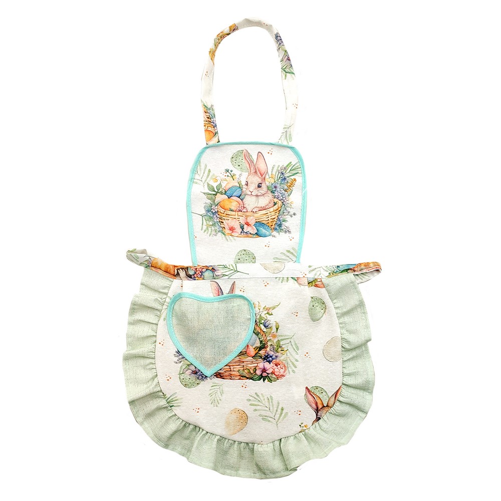 Grembiulino EASTER  con pettorina cm.39x50 con tasca a  cuore 