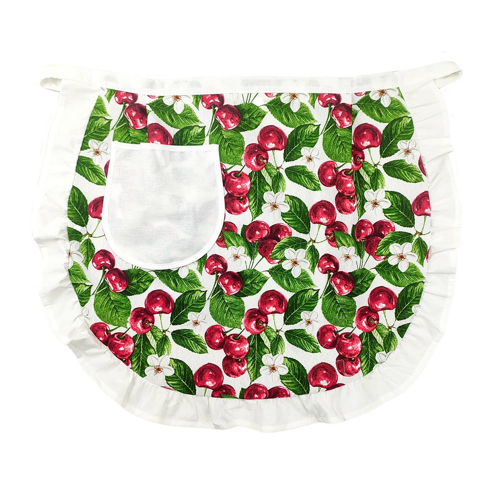 Grembiule a vita ANASTASIA fantasia CHERRY cm 60x50 con tasca e volant