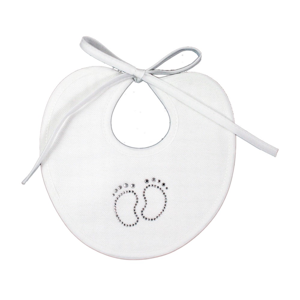 Bavaglino PIEDINO cm.18x17in piquet con laccetti e applic.strass