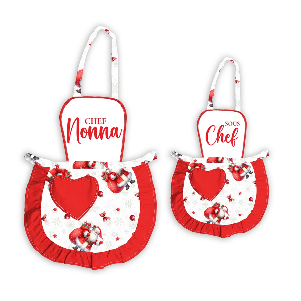 Coppia JOY Grembiulino baby + adulto con pettorina e frasi