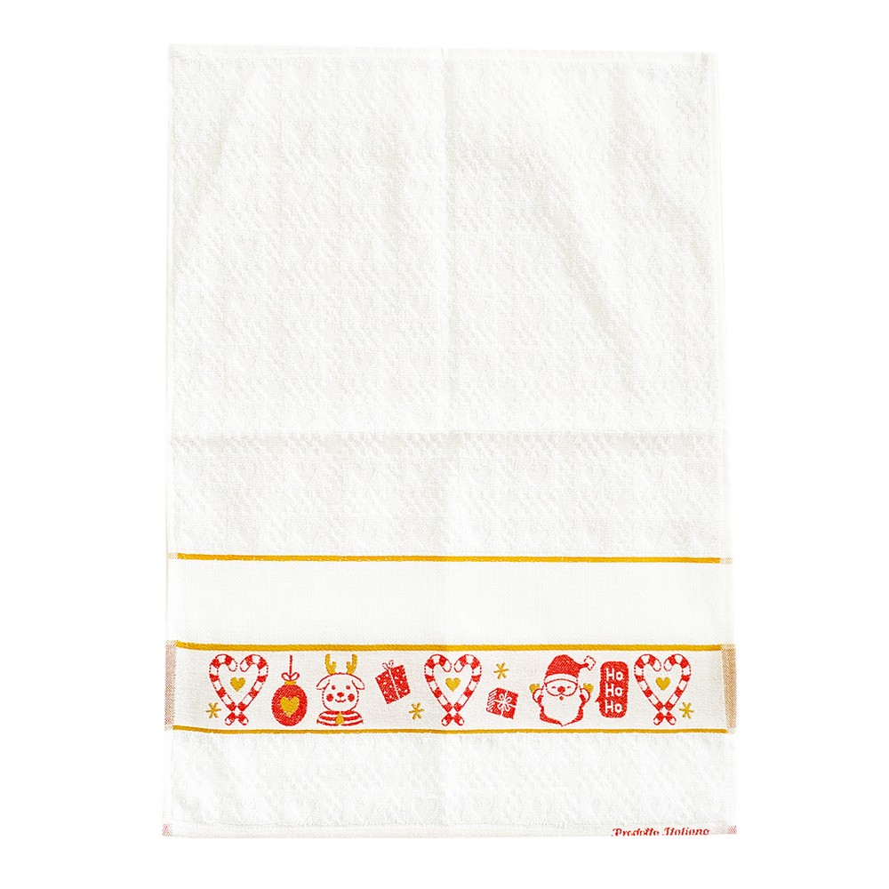 Strofinaccio HO HO HO da ricamare colore bianco