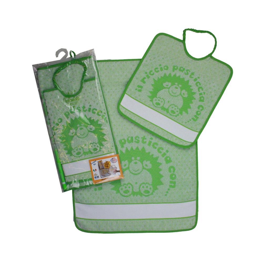 Completo 2 pz.SCRIVI TU:asciugamano+bavetta con elastico con banda per scrivere con il PENNARELLO
