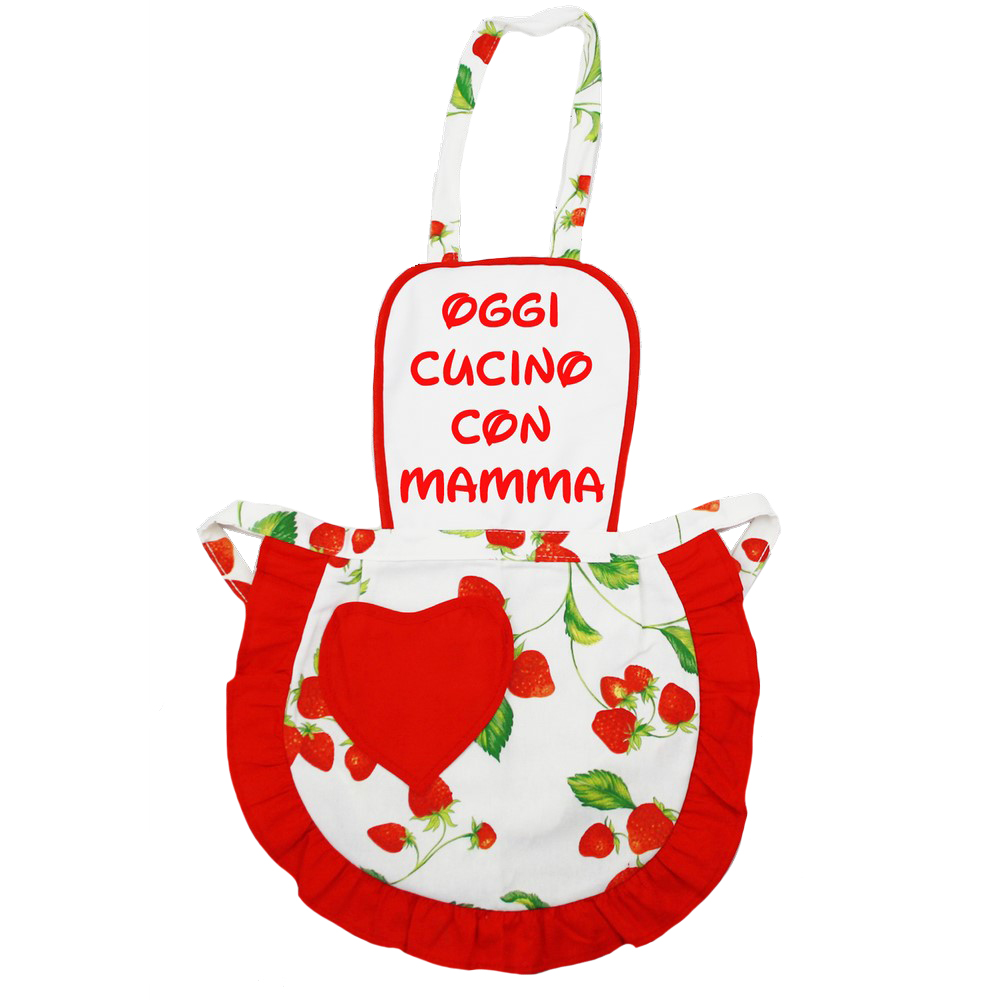 Grembiule FABRIZIO BAMBINO cm.39x50 con pettorina bianca IN TESSUTO SUBLIMATICO PERSONALIZZATO - con tasca a  cuore 