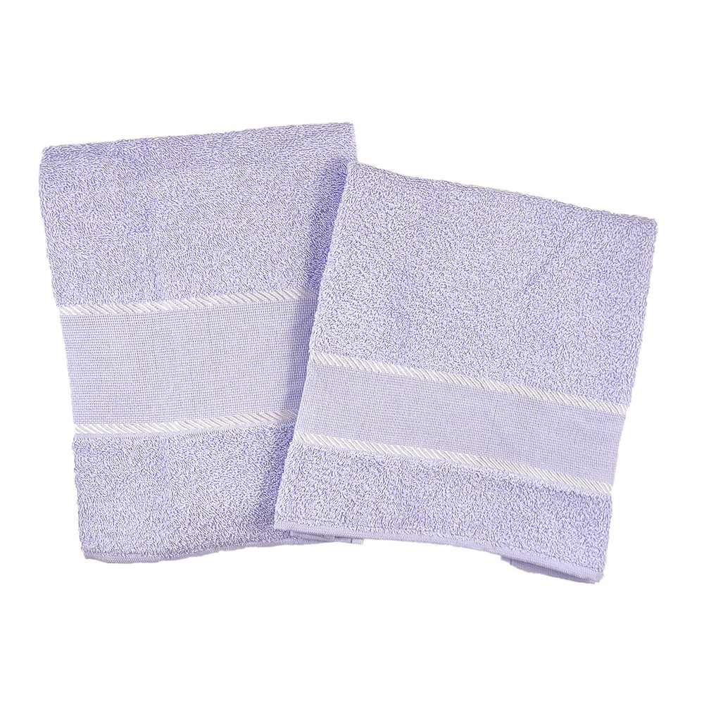 Coppietta spugna RICAMA TU:asciugamano+ospite con banda in etamine da ricamare