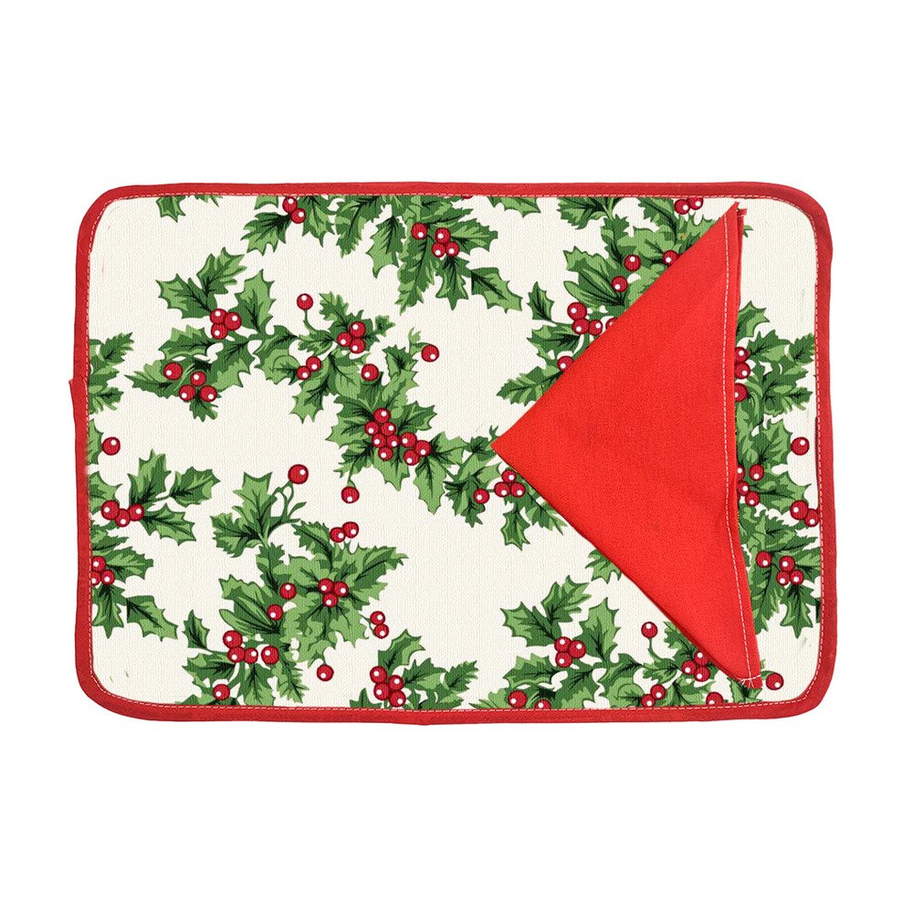Set prima colazione CHRISTMAS: tovaglietta imbottita + tovagliolo AGRIFOGLIO