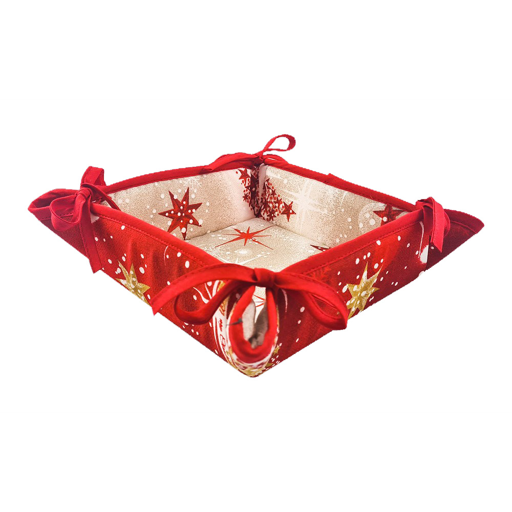 Portapane imbottito CHRISTMAS ARBOL cm.20x20 c/lacc (misura aperto cm.34x34)  
