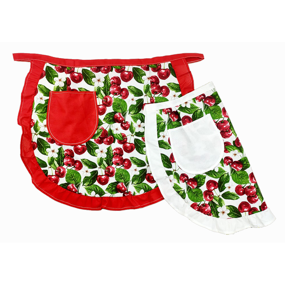Grembiule a vita ANASTASIA fantasia CHERRY cm 60x50 con tasca e volant