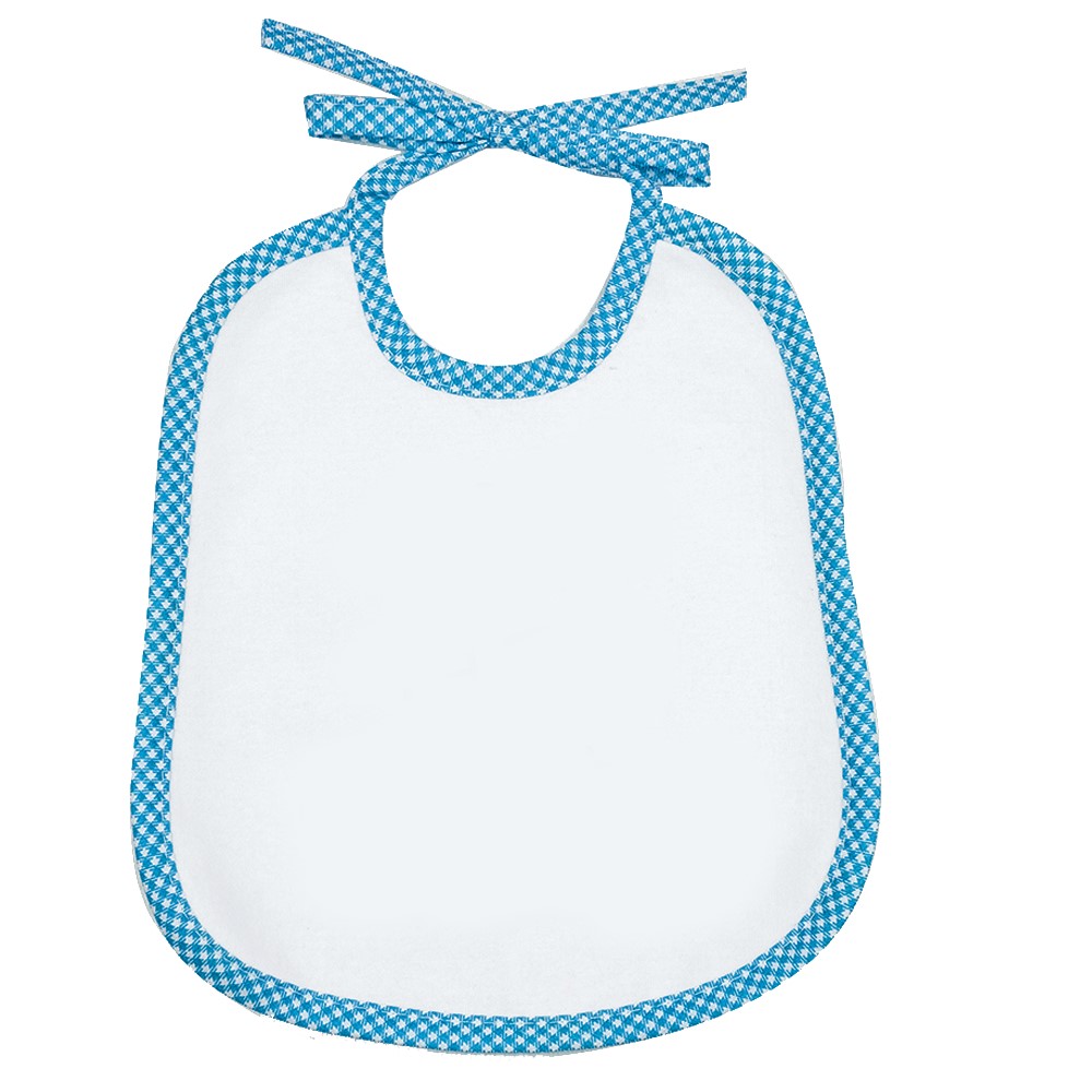 Bavaglino con laccetti mis.20x24 bianco con sbieco quadretti