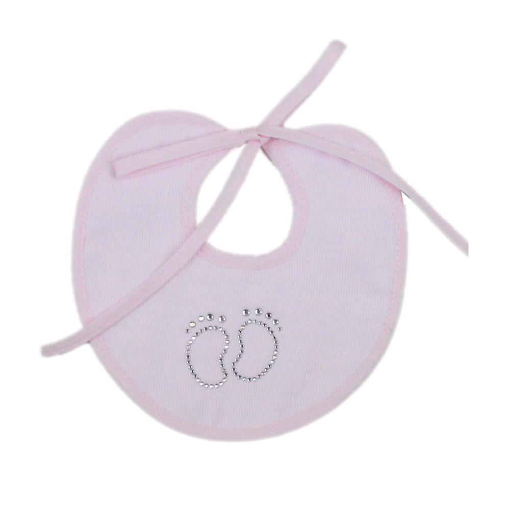 Bavaglino PIEDINO cm.18x17in piquet con laccetti e applic.strass