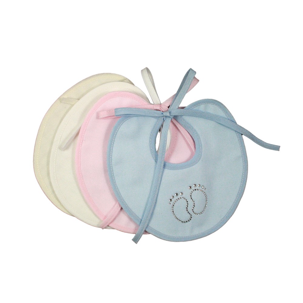 Bavaglino PIEDINO cm.18x17in piquet con laccetti e applic.strass