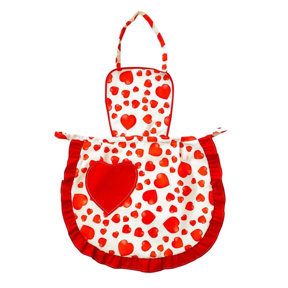 Grembiule con pettorina DOLCI BATTITI con tasca e volant 
