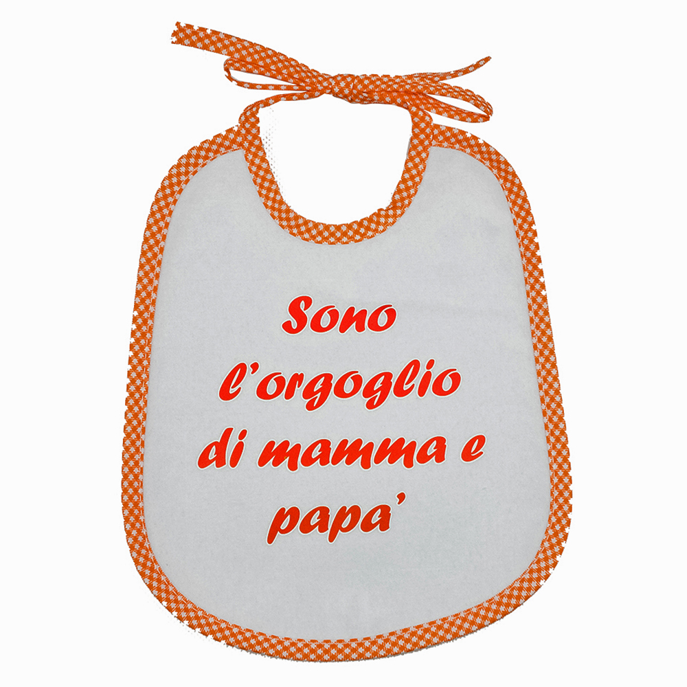 Bavaglino LE FRASI.. cm.20x24 con laccetti