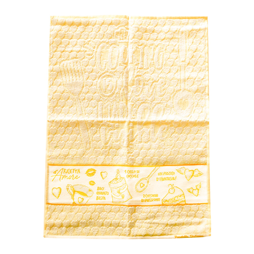 Strofinaccio RICETTE D'AMORE  cm.50x70 base colorata