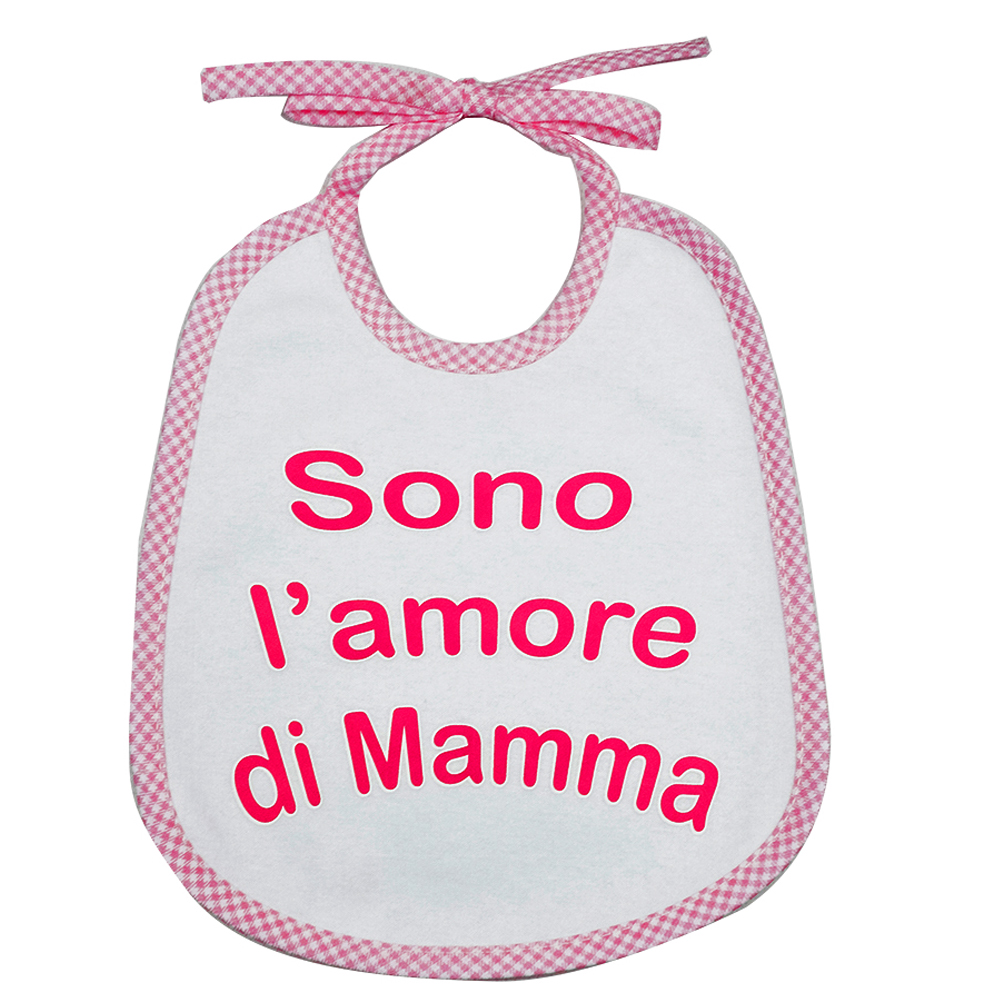 Bavaglino LE FRASI.. cm.20x24 con laccetti