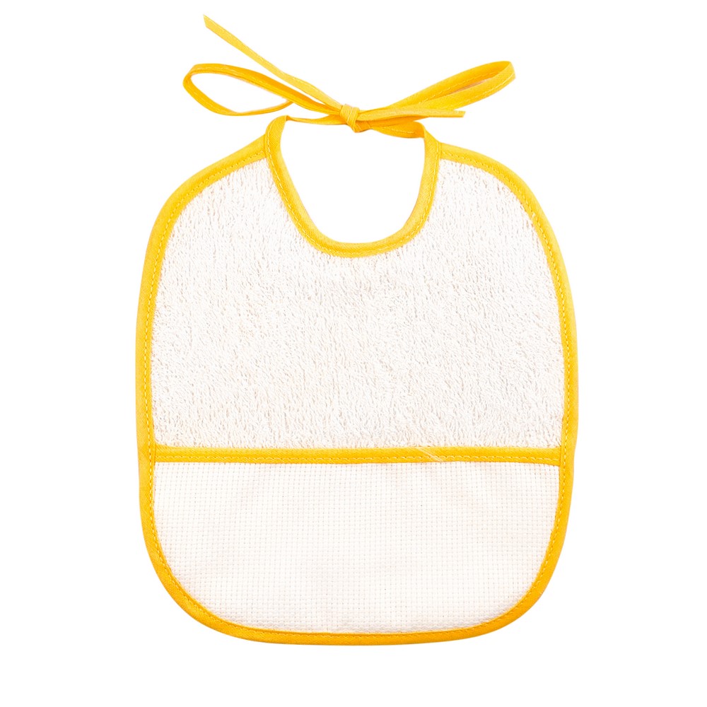 Bavetta GIGIO EASTER cm.19x22 c/laccetti - in spugna-c/tasca etamine-  COLORE GIALLO - imb.a 6 pz