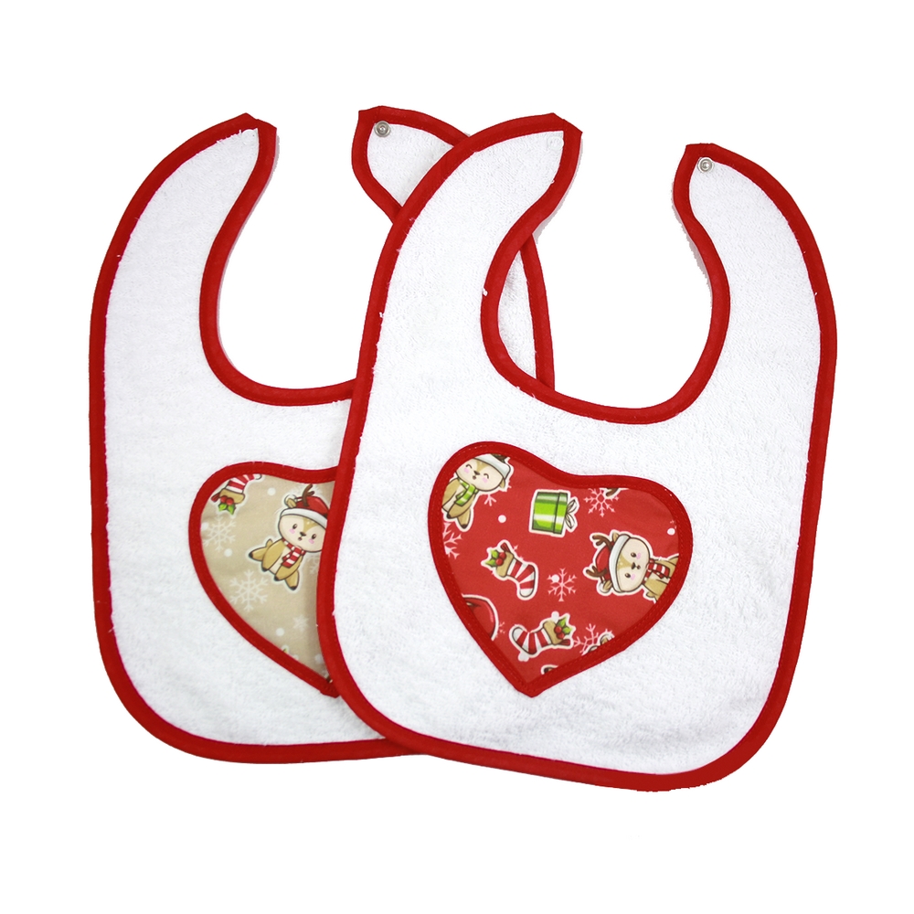 Bavaglino CUPID cm.25x35 in spugna con bottone e cuore applicato