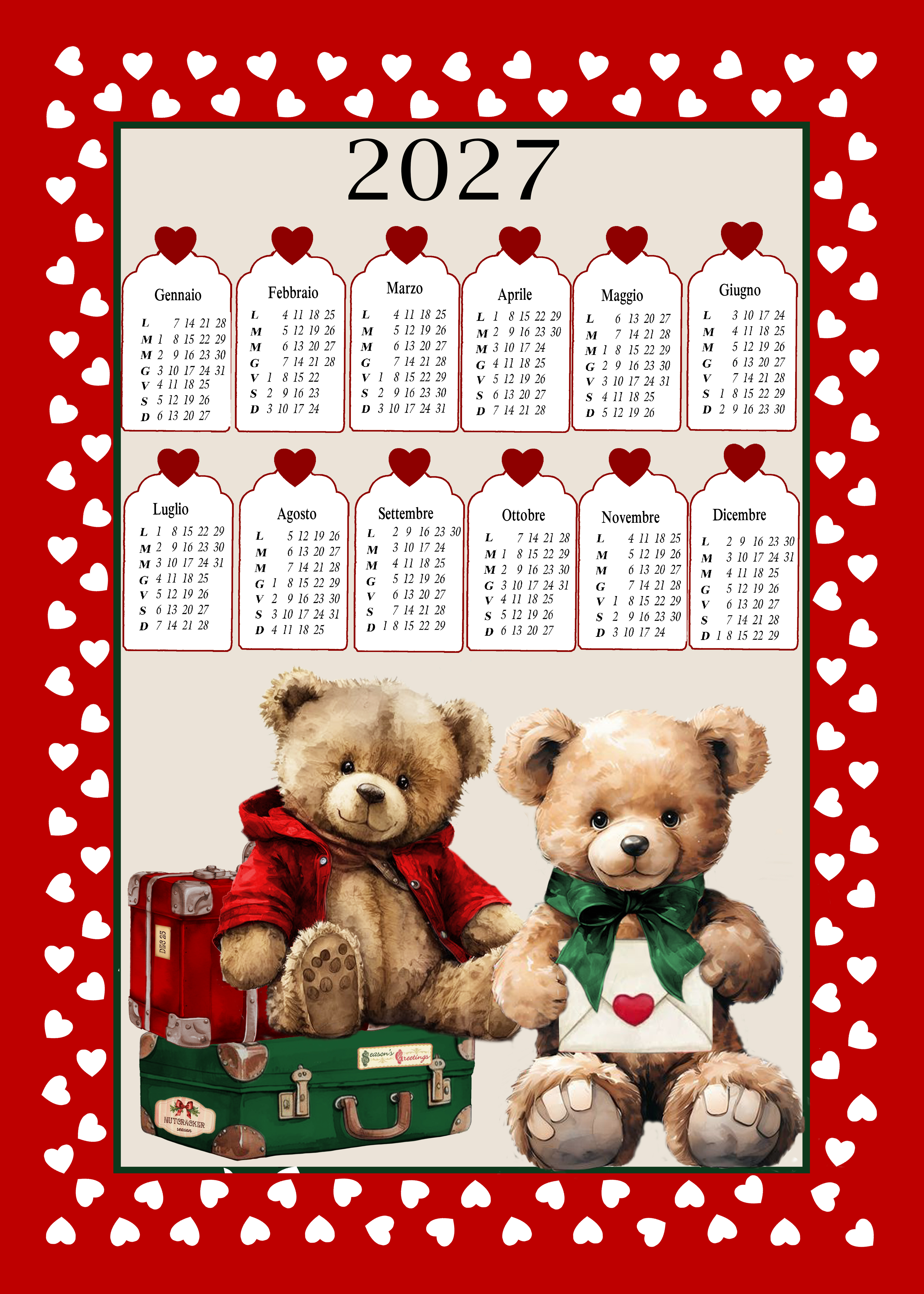 Strofinaccio Calendario  cm.50x75