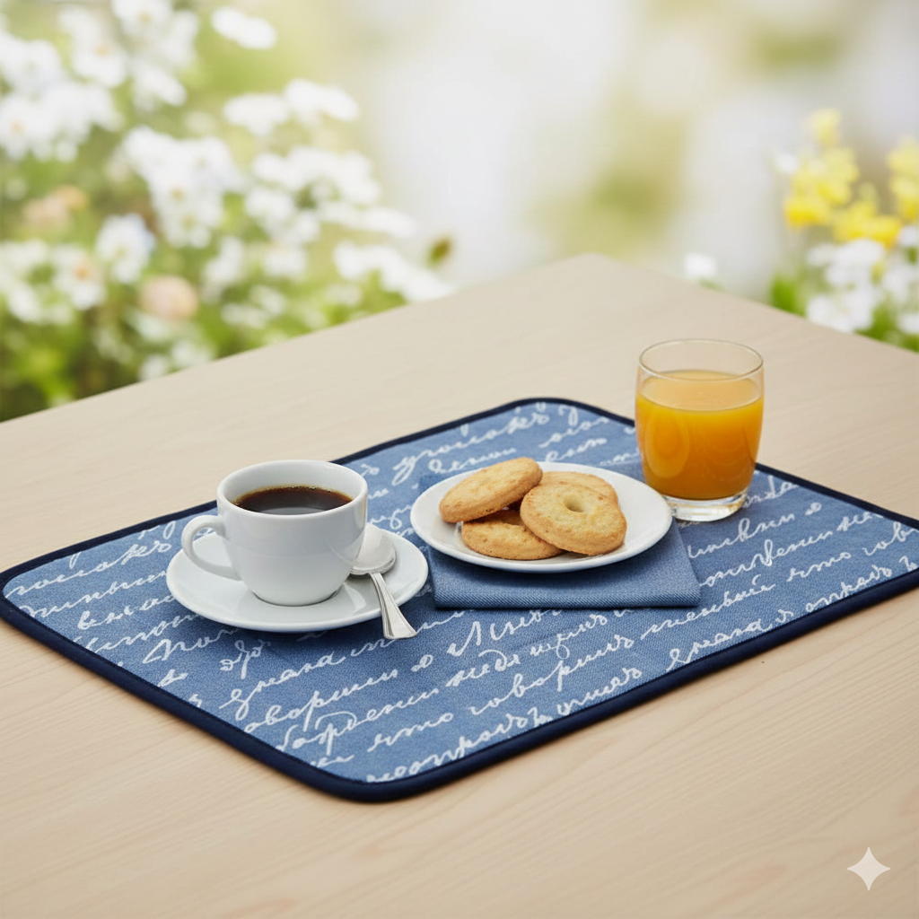 Set prima colazione JEANS: tovaglietta imbottita+tovagliolo