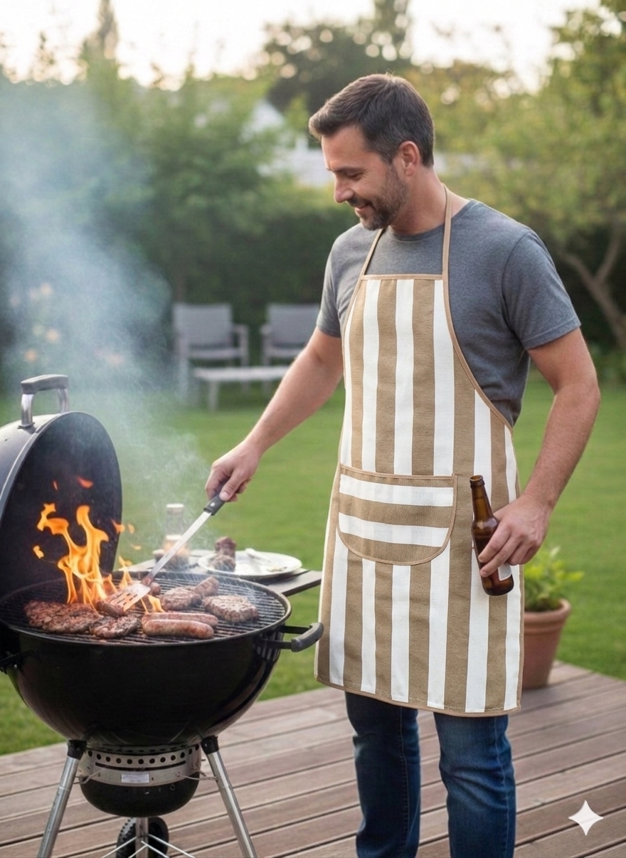 Grembiule intero STRIPES cm. 70x90 con tascone centrale