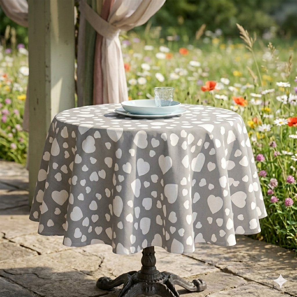 Tovaglia  rotonda d 180 cm. DOLCI BATTITI