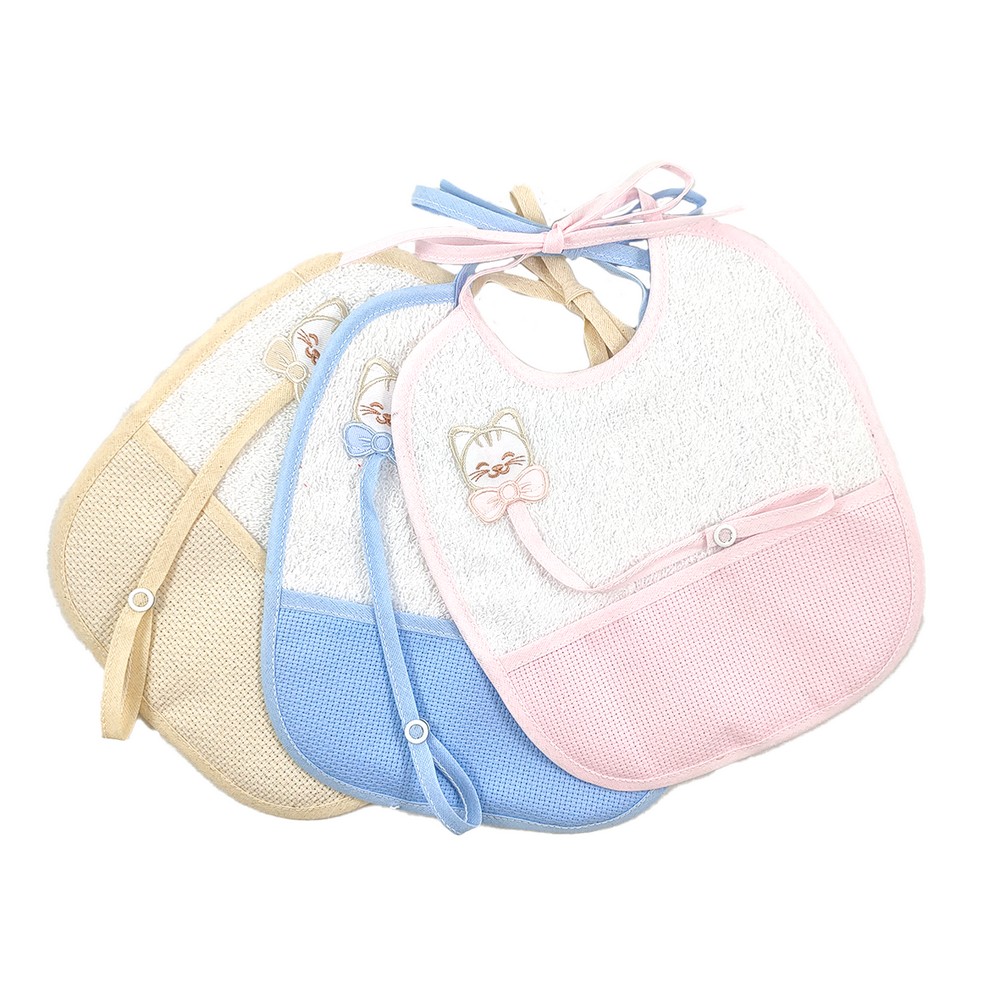 Bavetta MILU' cm.19x22 con portaciuccio e applicazione+tasca etamine