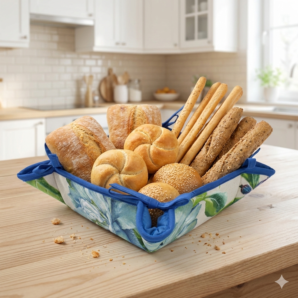 Portapane imbottito NATURA cm.20x20 con laccetti