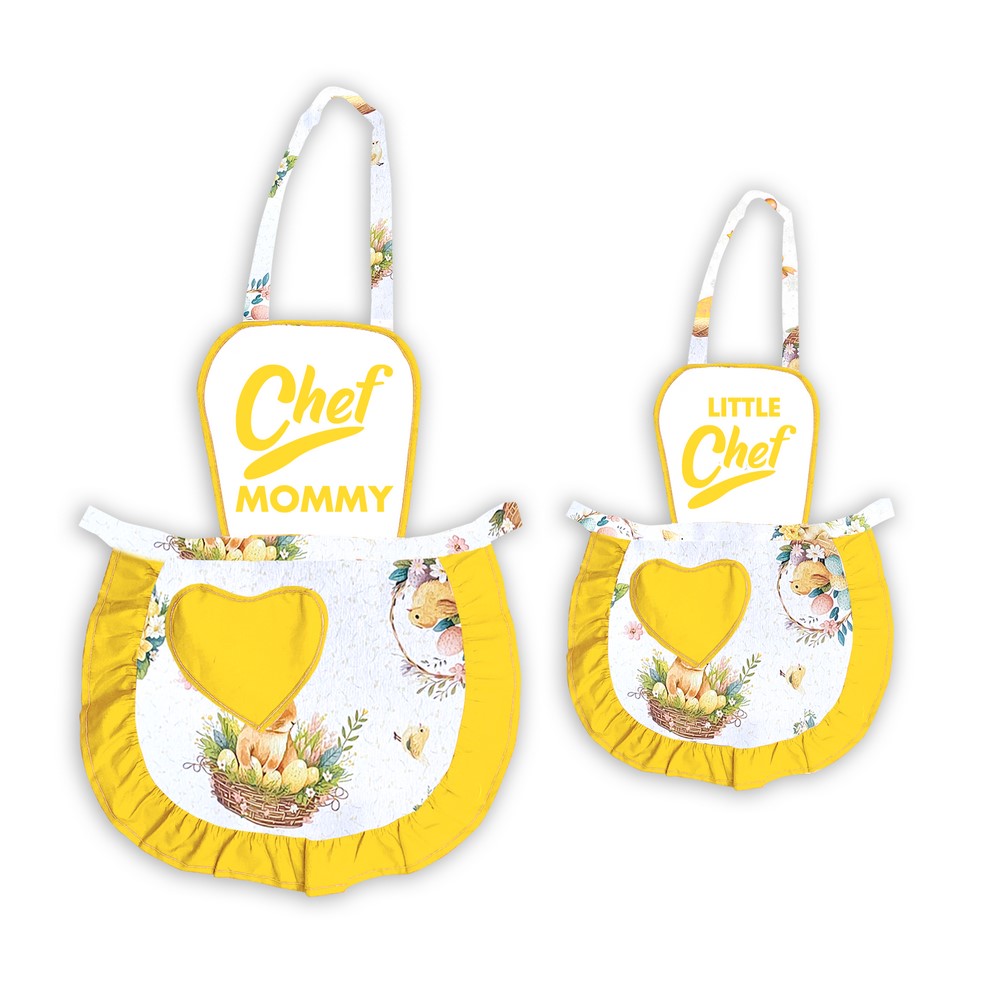 Coppia JOY Grembiulino baby + adulto con pettorina sublimatica stampata