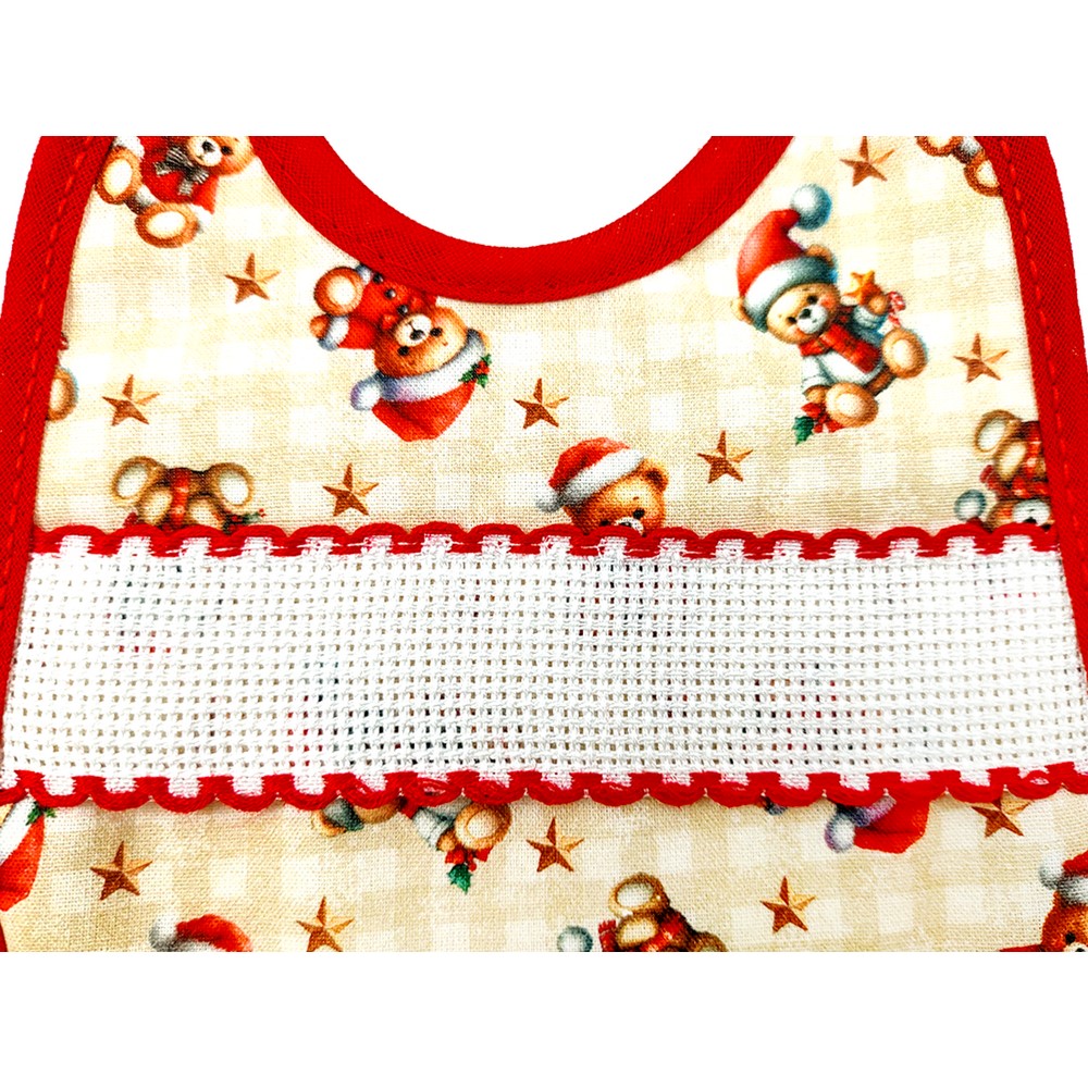 Bavetta SCAR NATALE cm.14x16 con laccetti e fascia in etamine