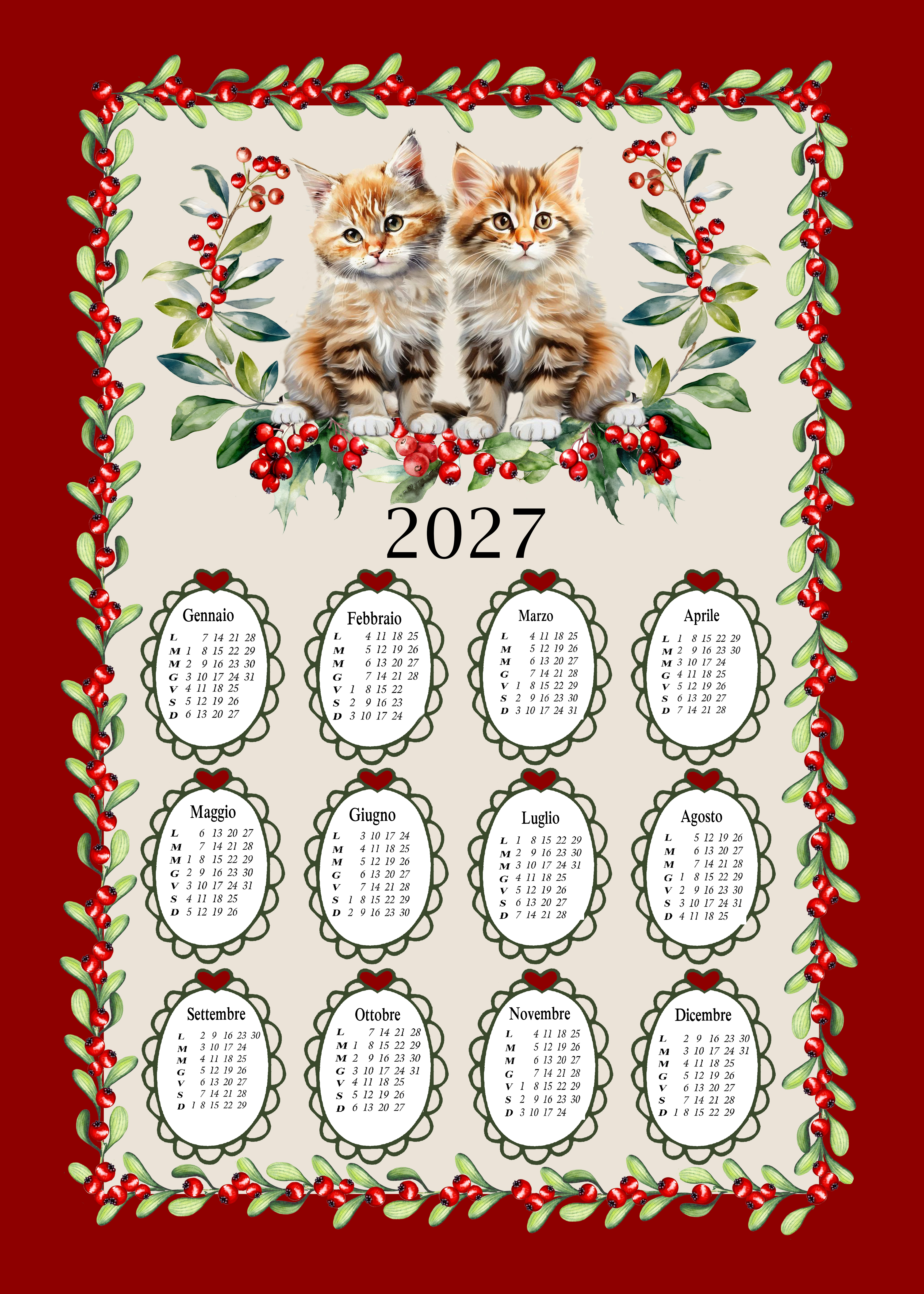 Strofinaccio Calendario  cm.50x75