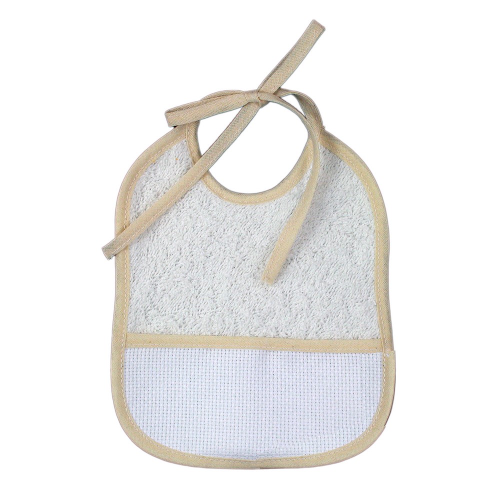 Bavaglino PLUTO cm.16x19 con tasca in etamine da ricamare