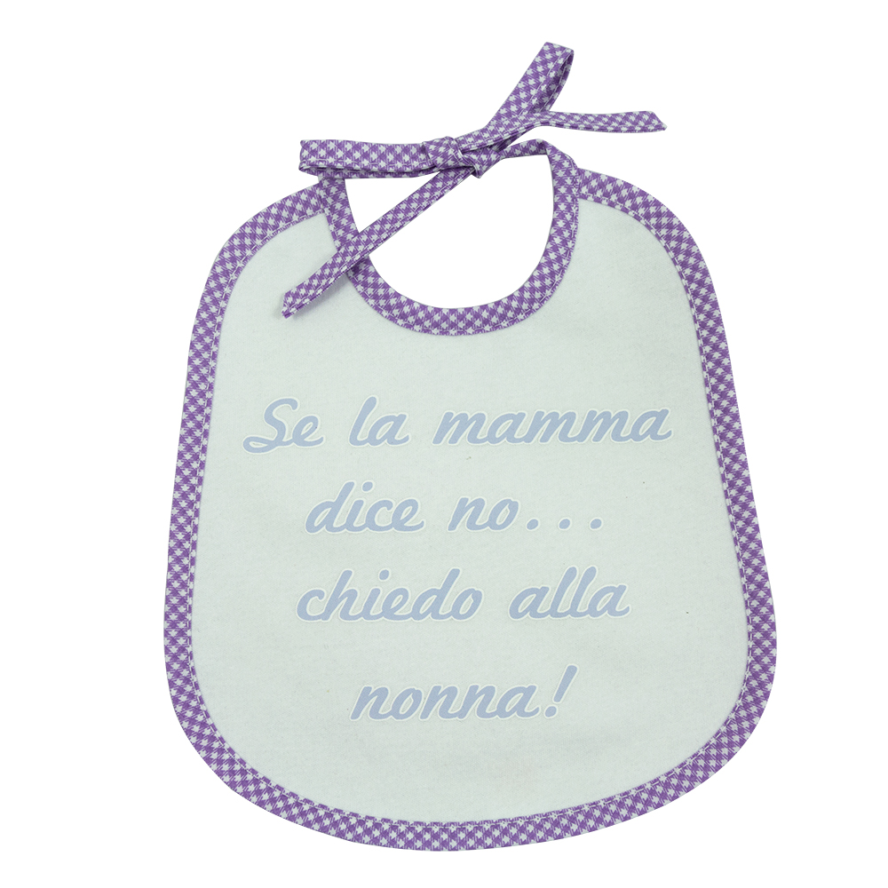 Bavaglino LE FRASI.. cm.20x24 con laccetti