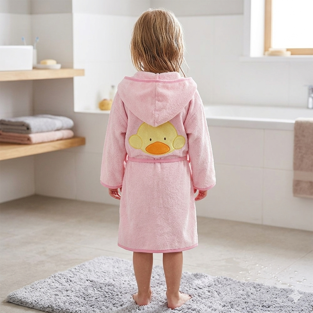 Accappatoio bimbo 4/5 anni in spugna con cappuccio