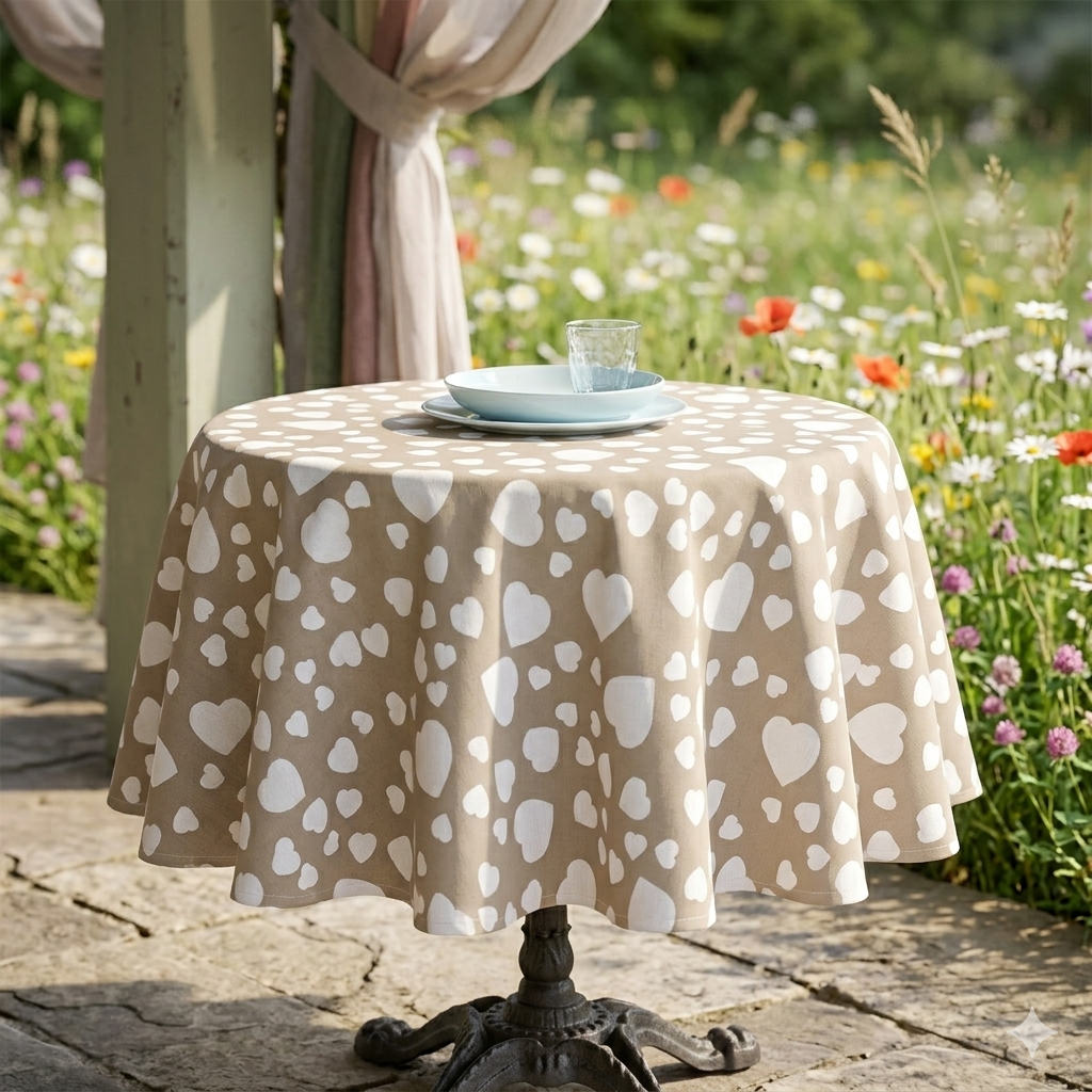 Tovaglia  rotonda d 180 cm. DOLCI BATTITI