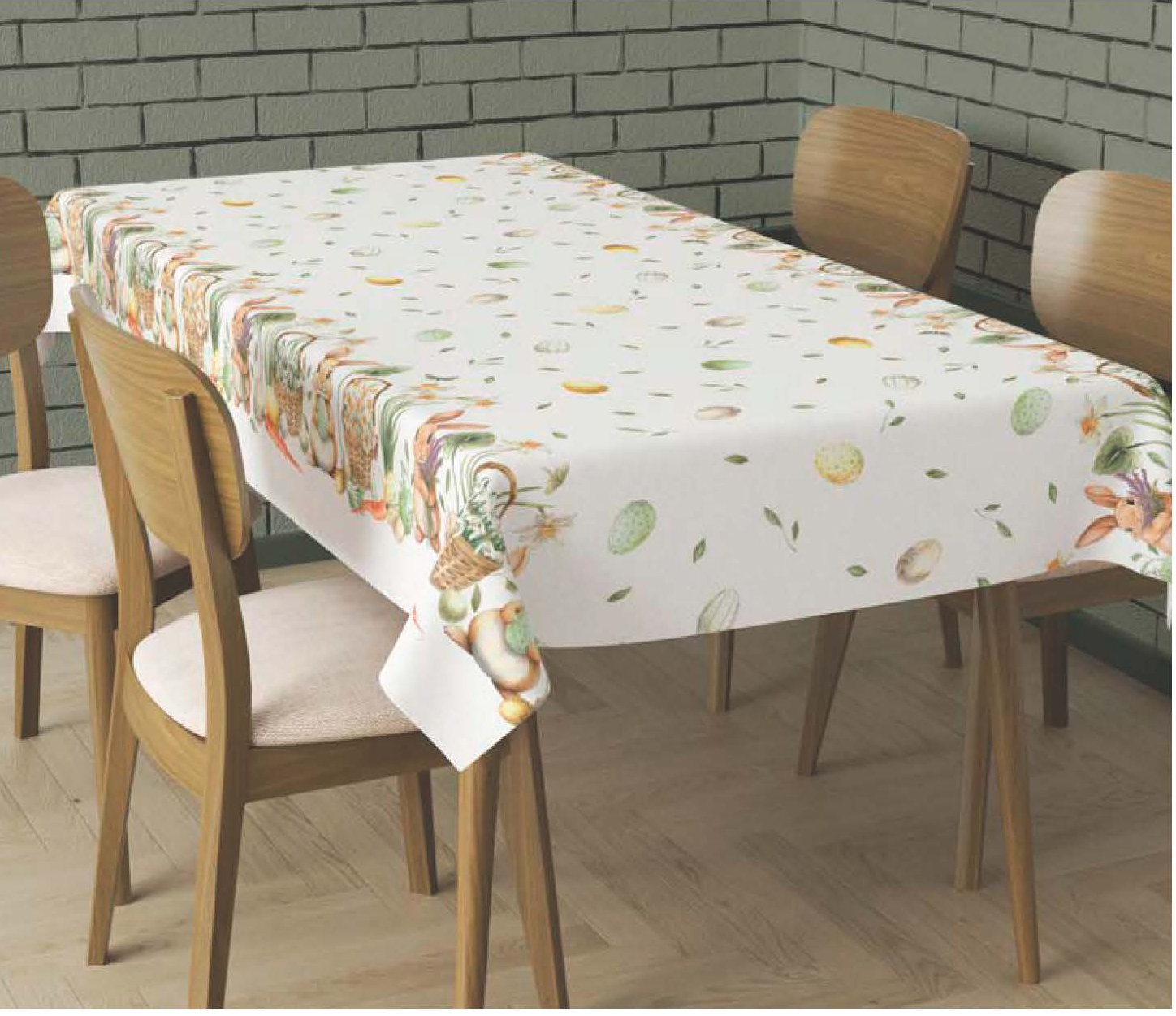 Tovaglia cm 140 x 140 FASCIATA GREEN RABBIT