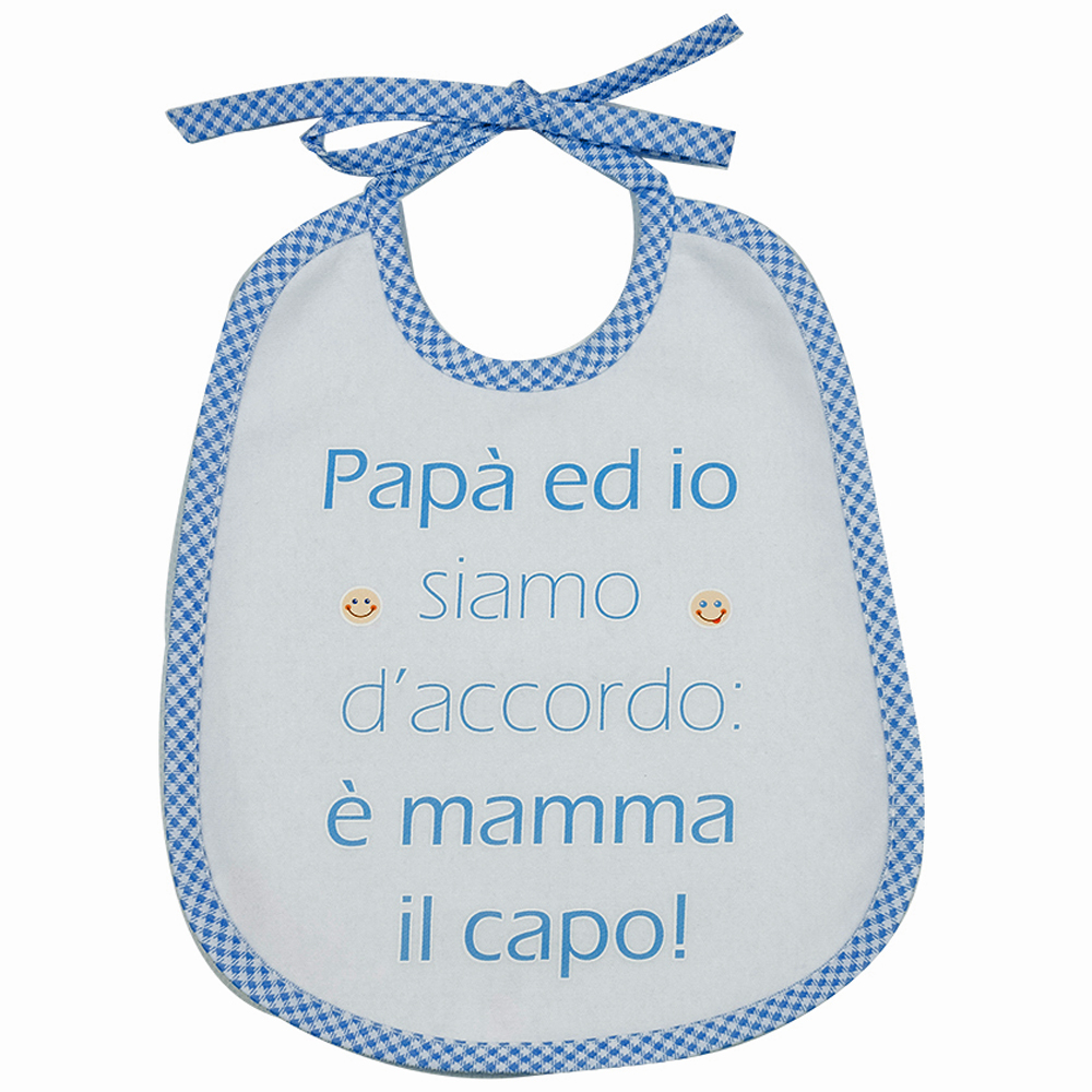 Bavaglino LE FRASI.. cm.20x24 con laccetti