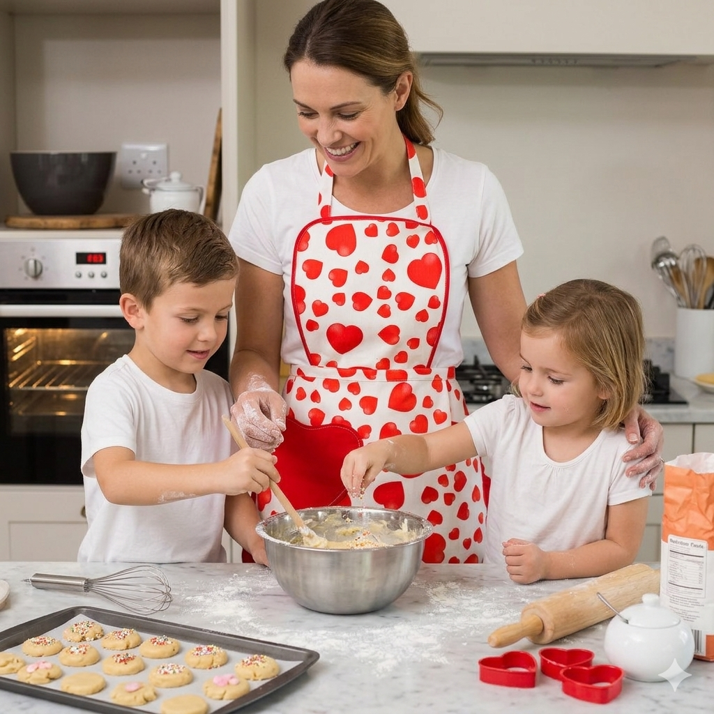 Grembiule con pettorina DOLCI BATTITI con tasca e volant 
