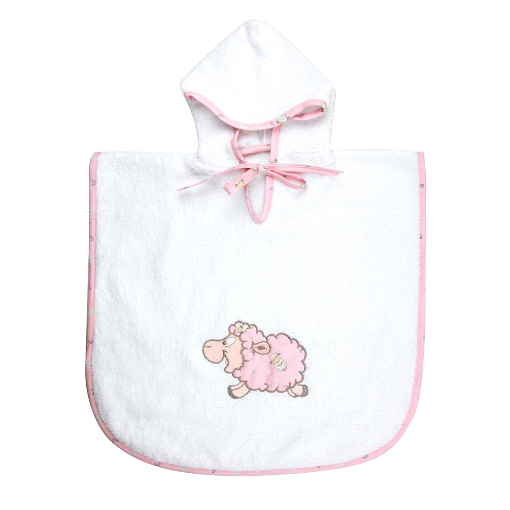 Poncho bimbo SWEET SHEEP in spugna cm.45x47 con cappuccio