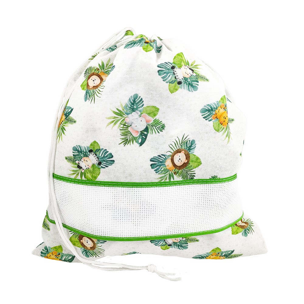 Sacchetto asilo SEBASTIAN cm.32x37 con banda in etamine da ricamare